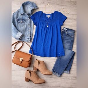 American Eagle Outfitters Royal Blue Short Sleeve Top